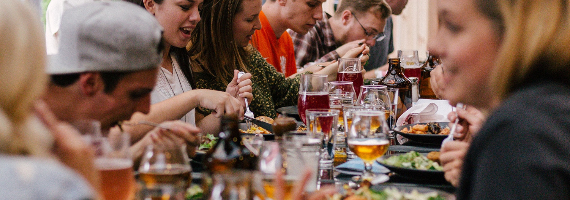 A group dining together