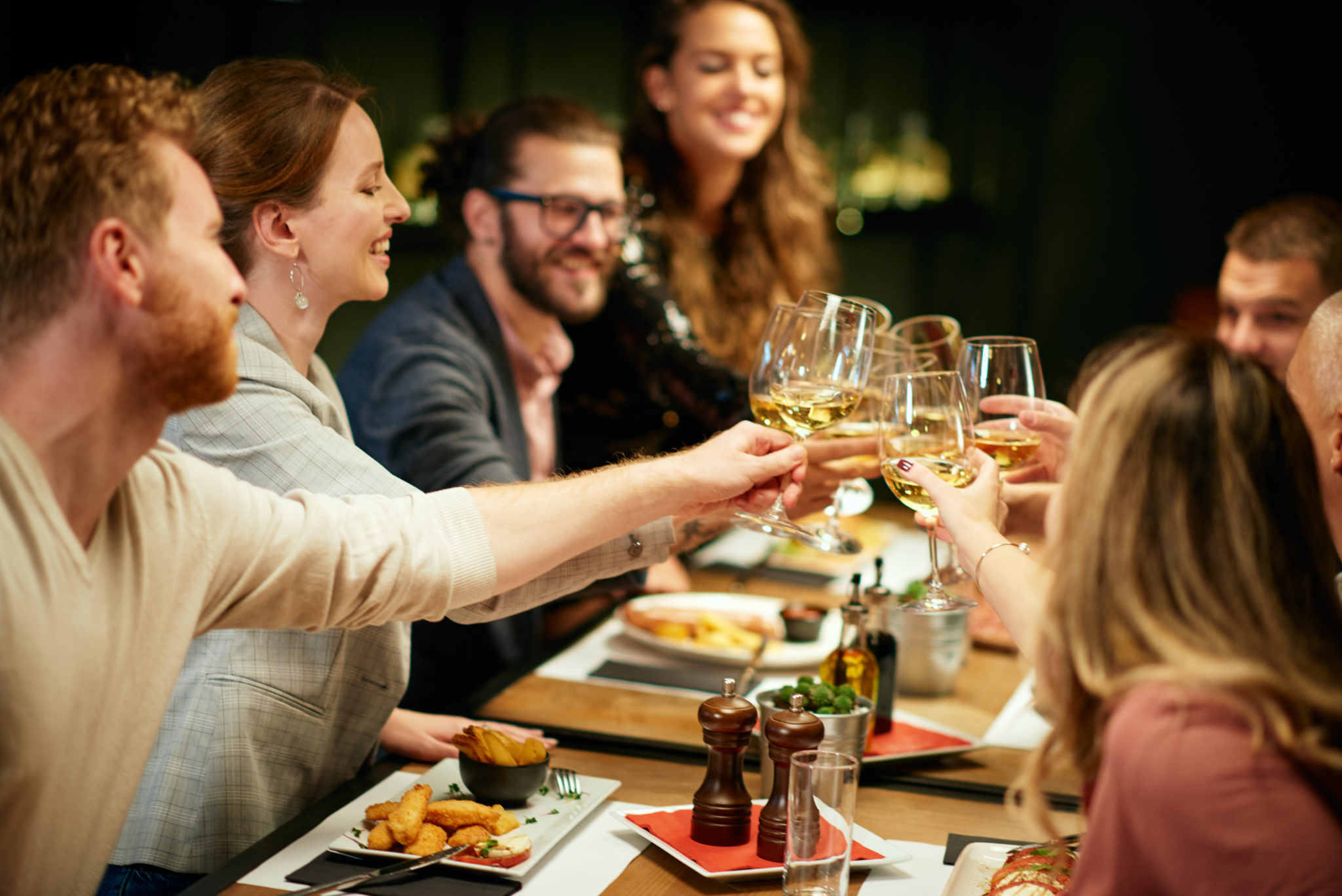 Friends dining together