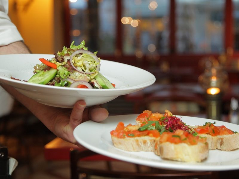 Food being served in a restaurant