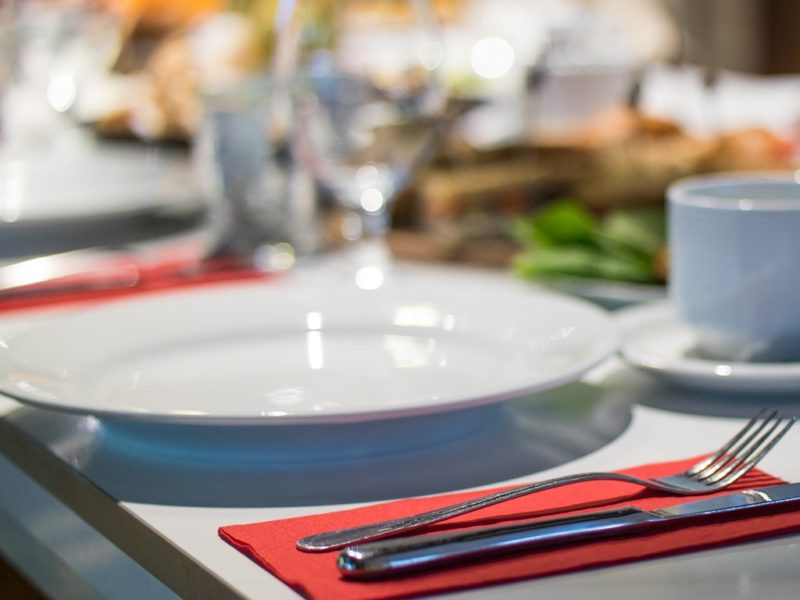 A set restaurant table